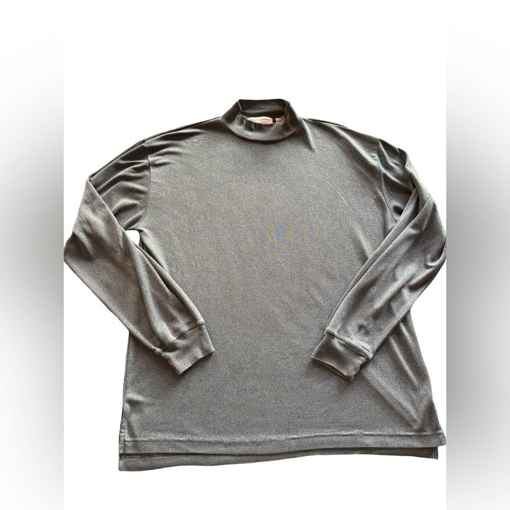Vintage Jhane Barnes Silk Blend Mock Neck Long Sleeve Gray Top – Minimalist Luxe